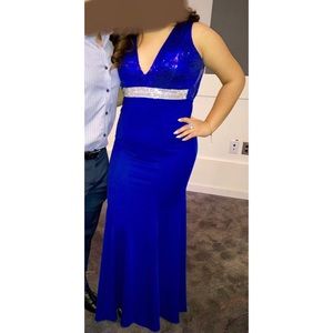 Royal Blue Maxi/Prom Dress with Silver Lining